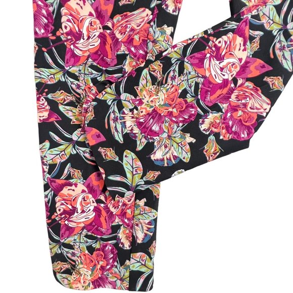Soft Surroundings Pull On Pants Medium Women Pink Floral Cotton Stretch Colorful - Picture 4 of 8